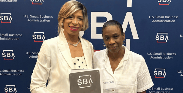 Vicki Gray and her mother smiling together at the SBA Massachusetts District Office 2026 Annual Awards Ceremony.